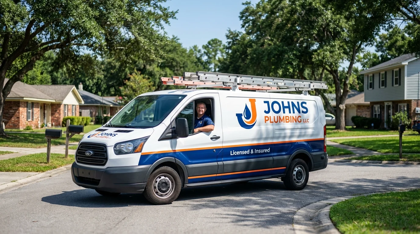 Johns Plumbing LLC service van in East Machias, ME