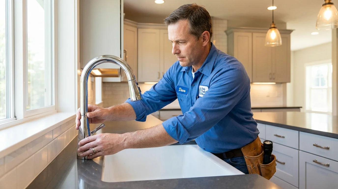 Kitchen faucet installation by Johns Plumbing LLC in East Machias
